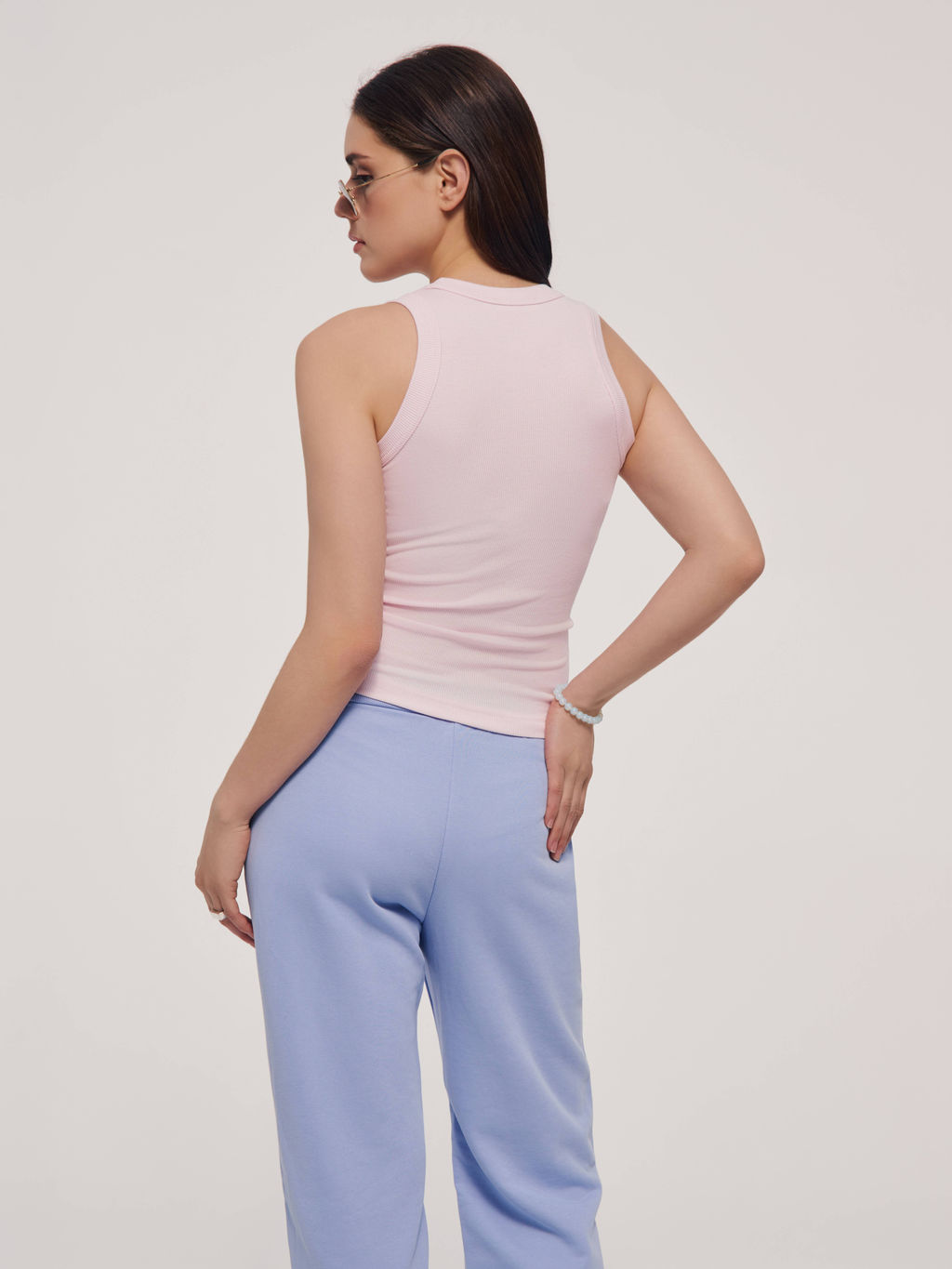 CONTE Базовый топ из вискозы в рубчик без рукавов LD 2846 pink diamond - Conte elegant фото 4