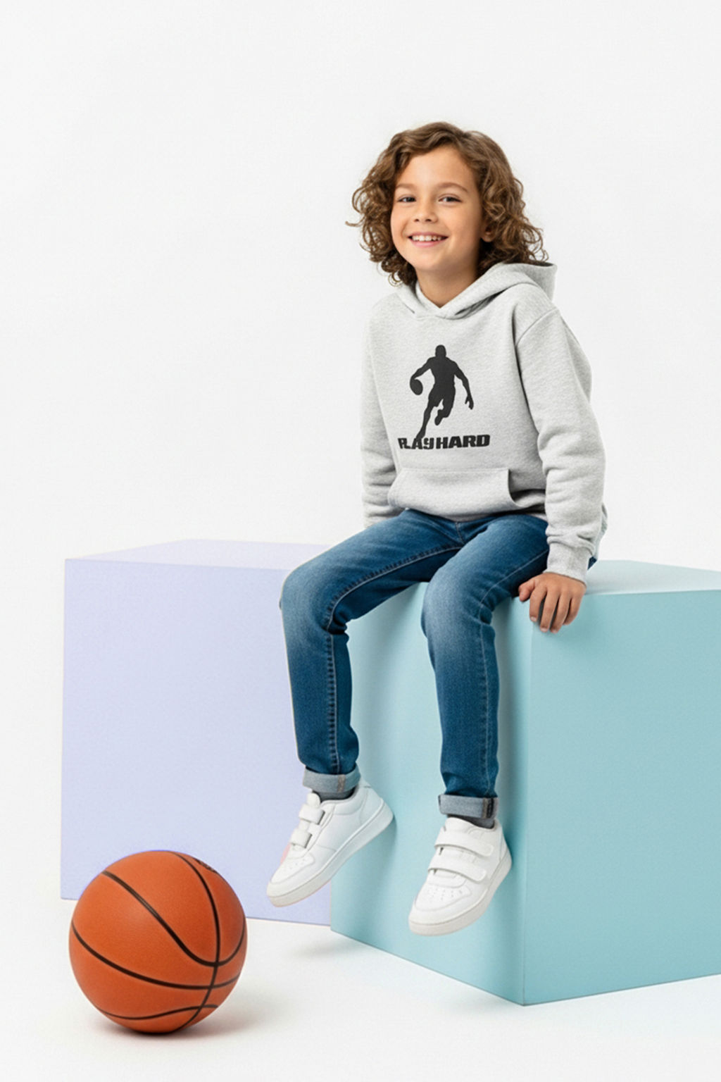 Gri Melanj Erkek Cocuk Pamuklu Bask?l? Kapusonlu Regular Orme Sweatshirt TKDAW26SW00033 - Trendyolmilla фото 5