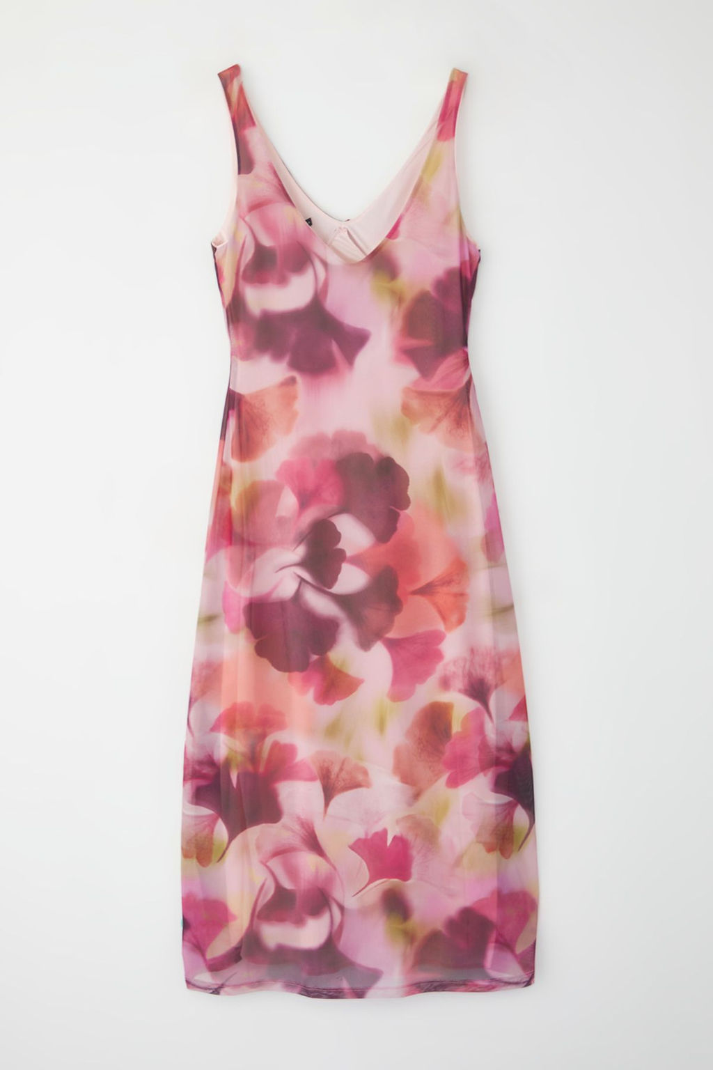 Cok Renkli Fitted/Vucuda Oturan Soyut Fiyonklu Maxi Tul Esnek Orme Elbise TWOSS25EL00361