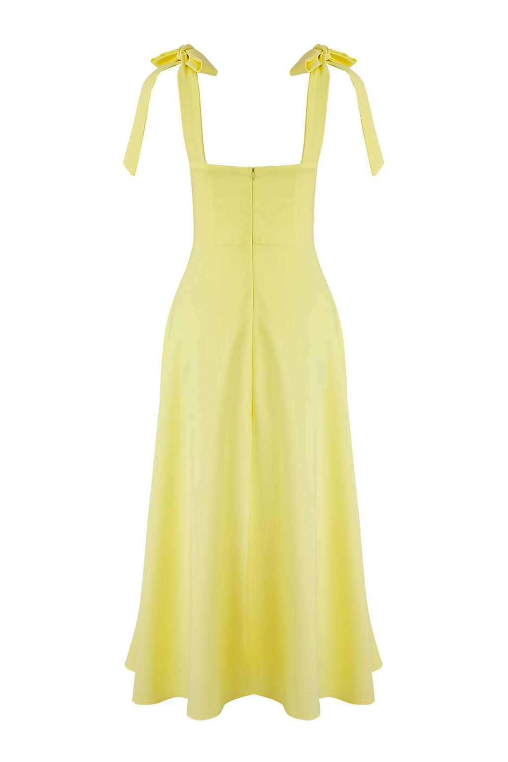 Ac?k Sar? A-Kesim Ask? Baglama Detayl? Dokuma Midi S?k Abiye Gece Mezuniyet Elbisesi TPRSS24EL00251