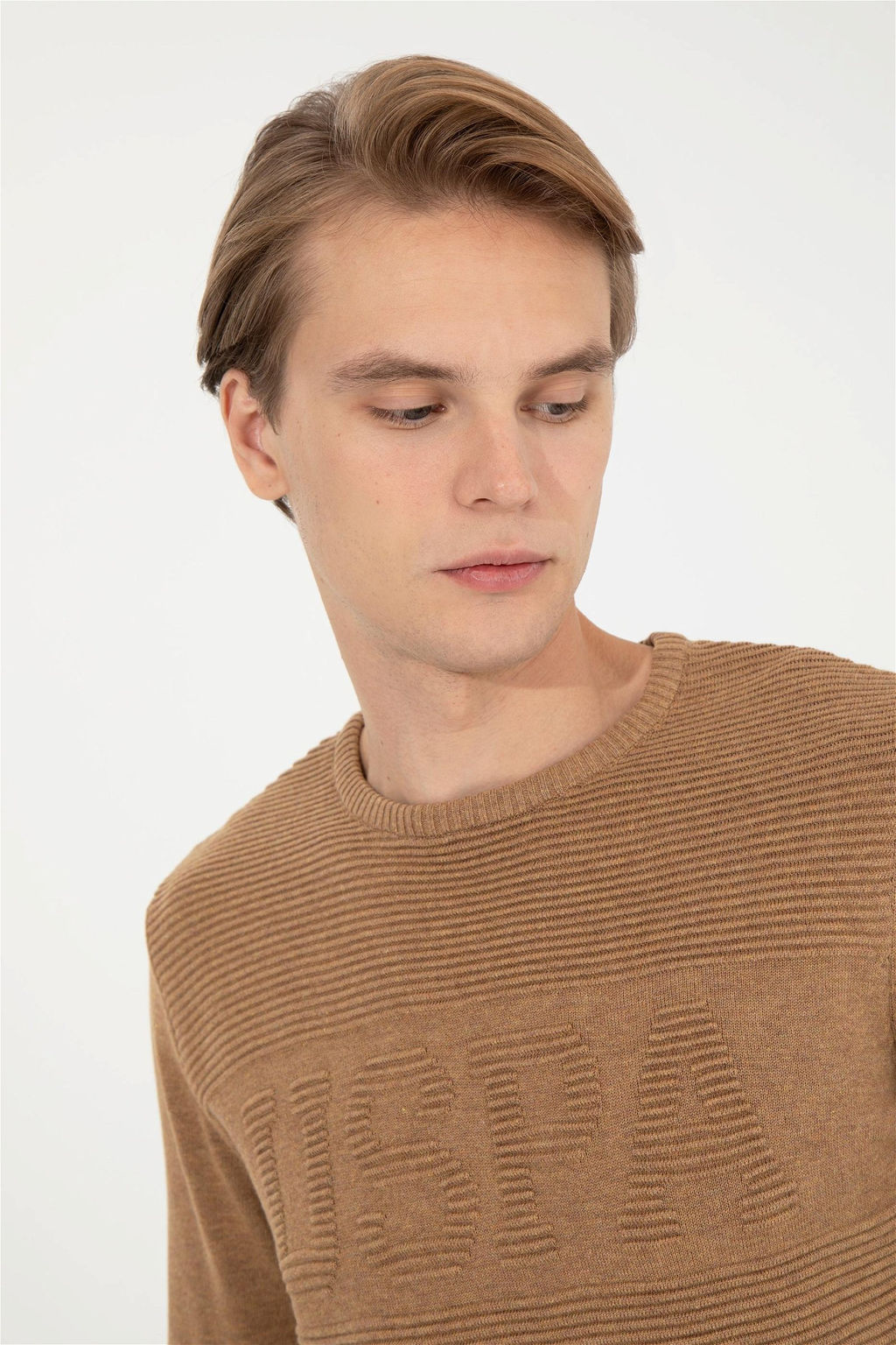 Мужской светло-коричневый меланжевый свитер Неожиданная скидка в корзине - U.s. polo assn фото 2