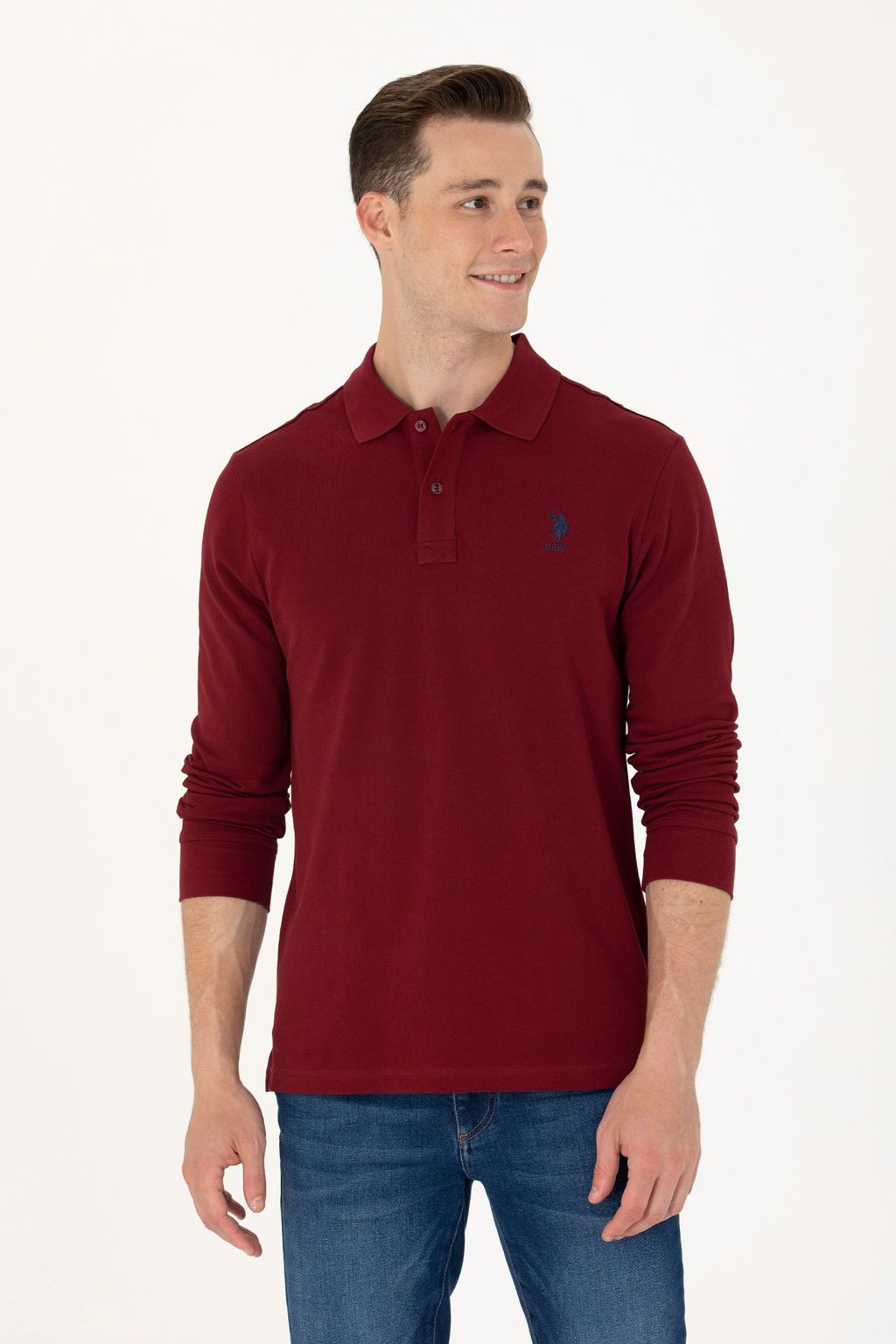 U. S. Polo Assn / Мужской бордово-красный базовый свитшот - U.s. polo assn фото 15