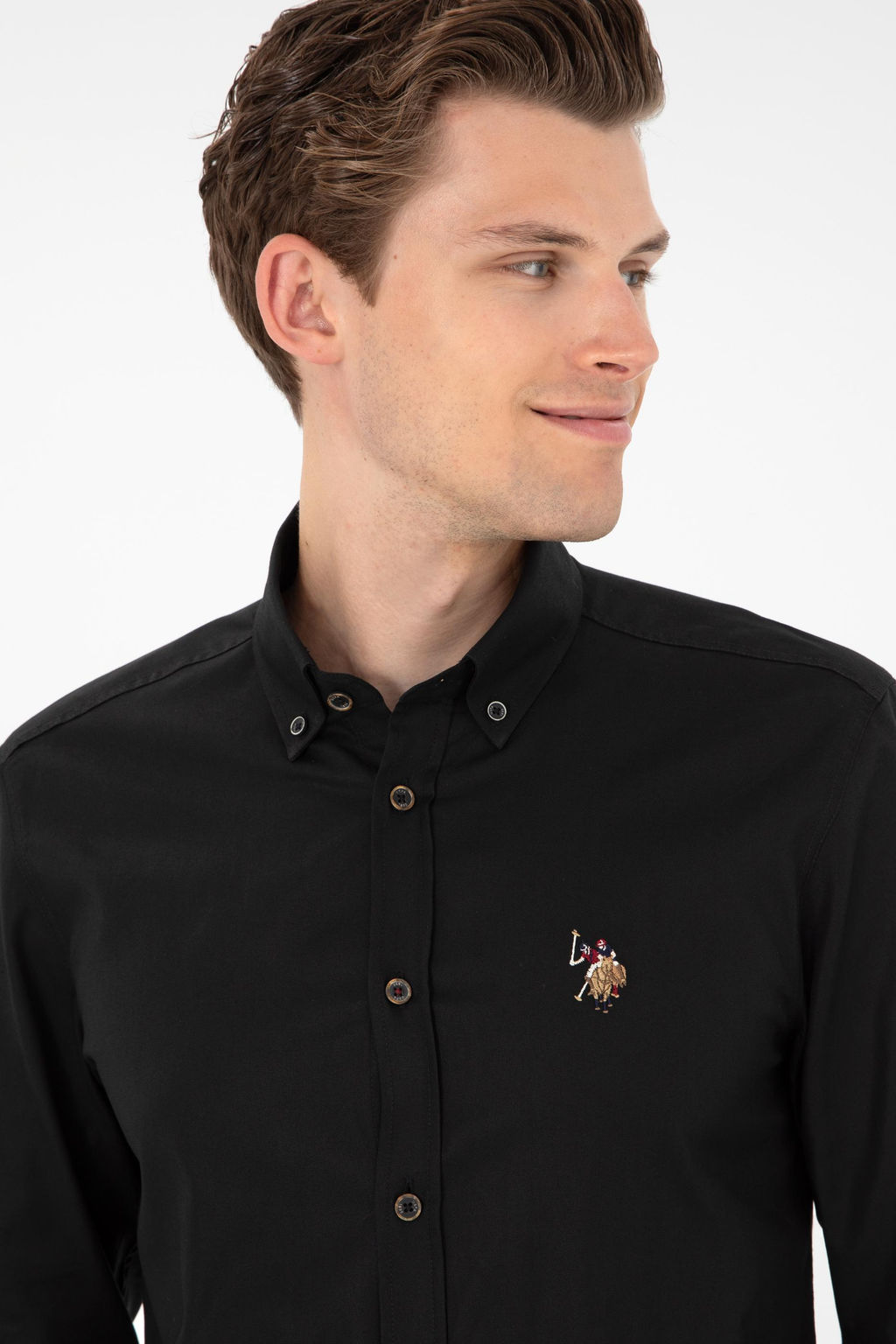 Рубашка мужская U.S. Polo Assn длинный рукав черная  фото 9
