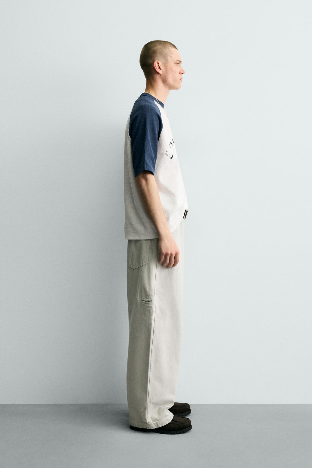 CAMISETA PUNTO COLOR BLOCK ESTAMPADO / Crudo - Zara фото 4