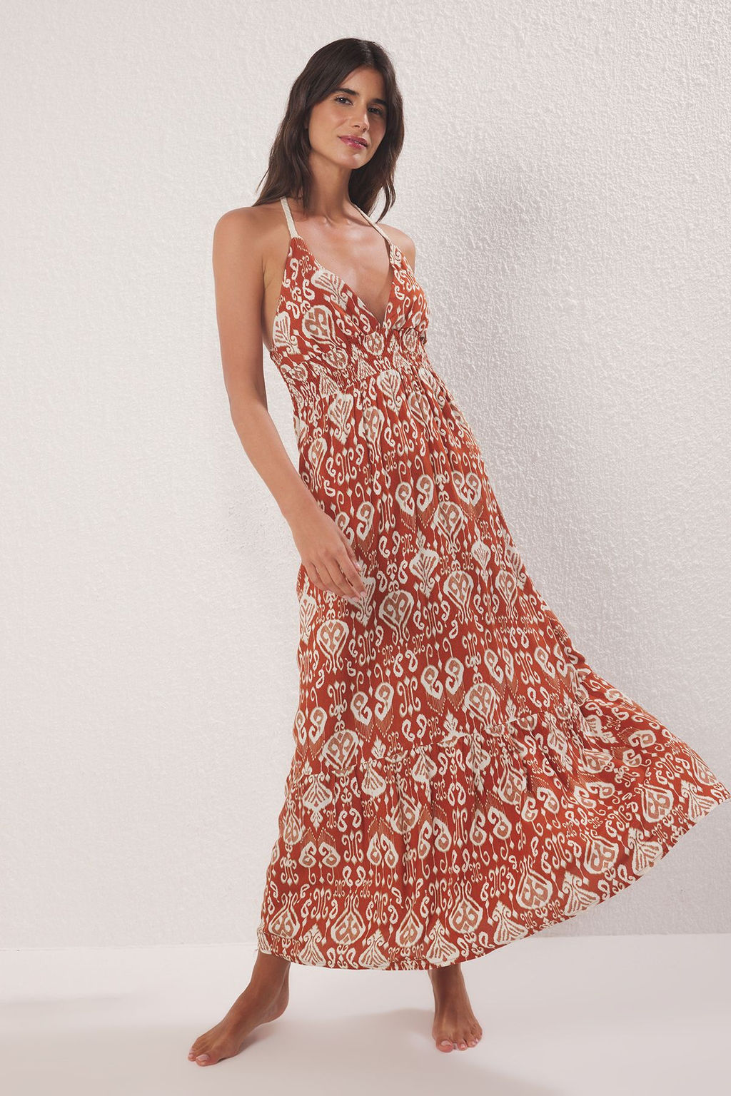 Trendyolmilla Haki Maxi Dokuma Plaj Elbise TBESS25EL00109