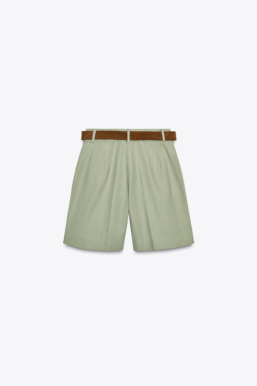 PLEATED BERMUDA SHORTS WITH LINEN BLEND AND BELT - Zara фото 5
