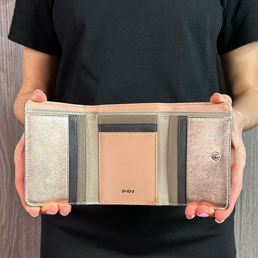 Итальянский кожаный кошелек DuDu серии Pemba | золотистый - Dudubags фото 7