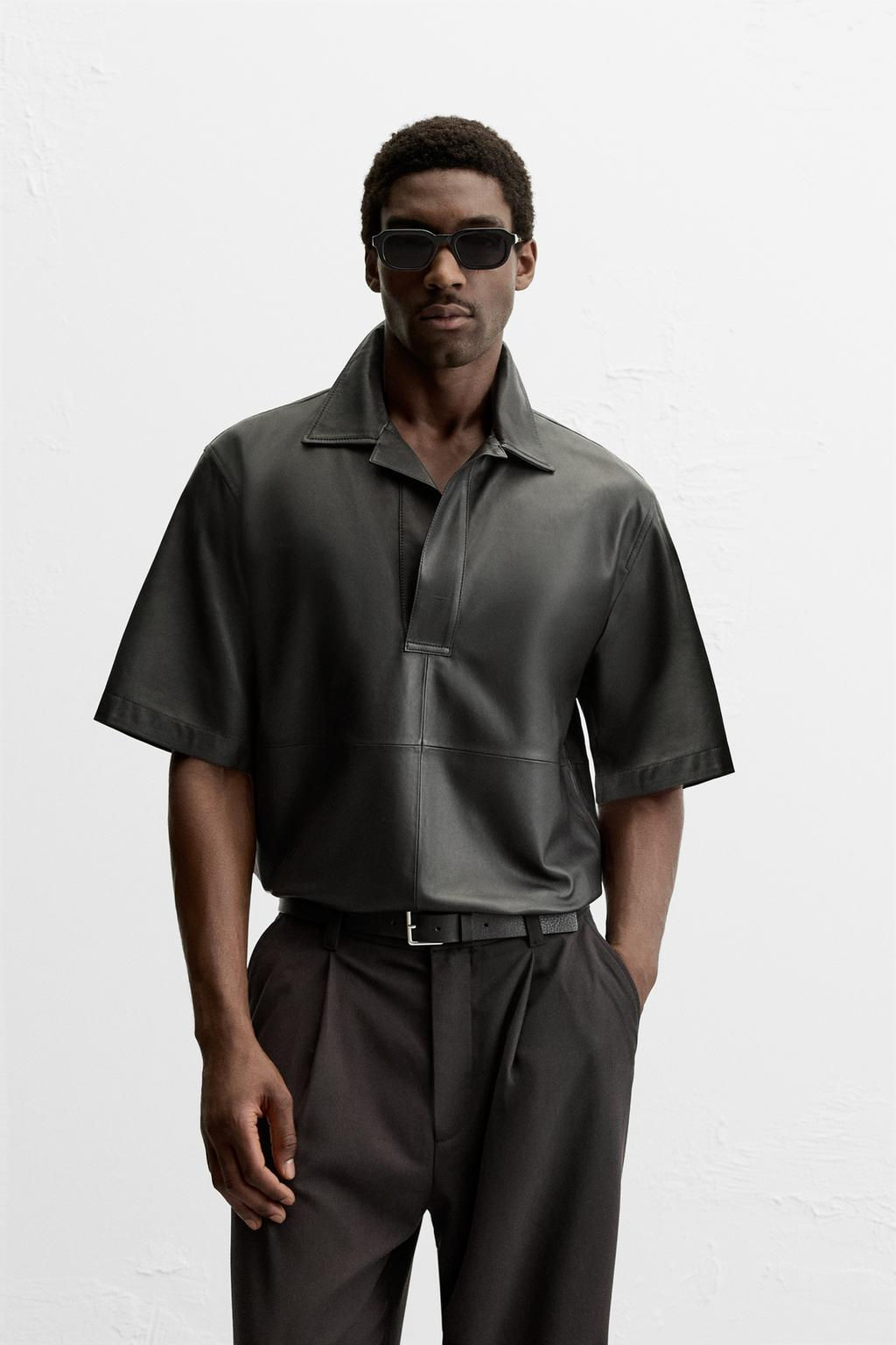 LEATHER POLO OVERSHIRT - LIMITED EDITION - Zara фото 10