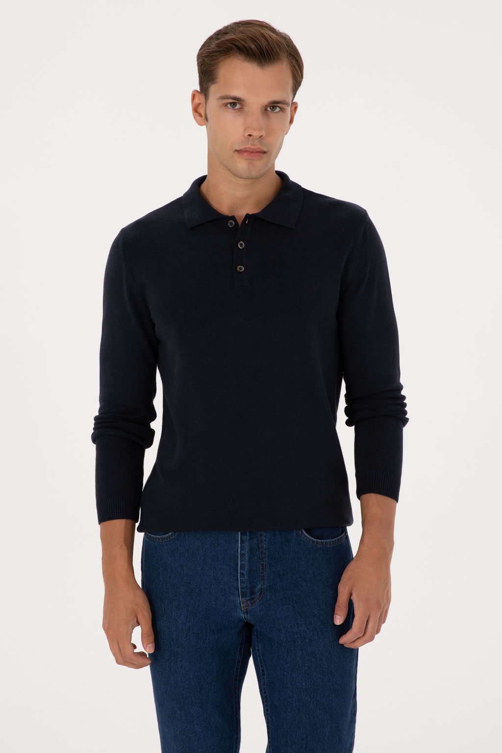 Erkek Slim Fit Polo Yaka Lacivert Basic Kazak - U.s. polo assn фото 8