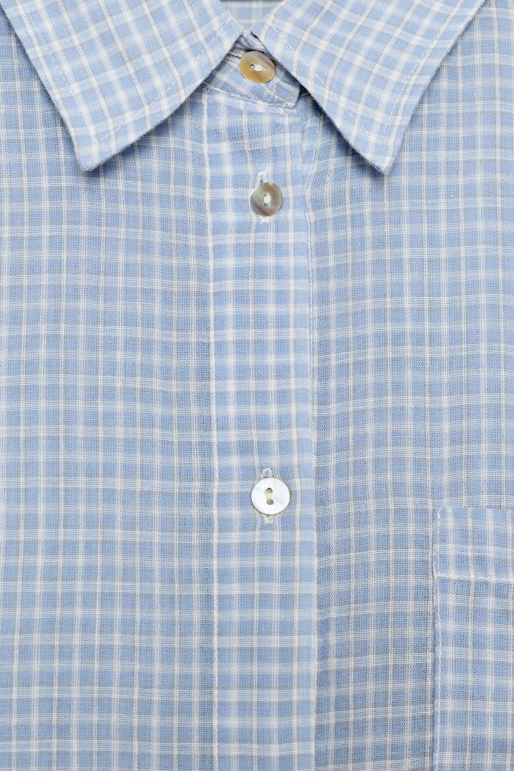 CAMISA GASA OVERSIZE BOLSILLO / Crudo / Azul - Zara фото 5