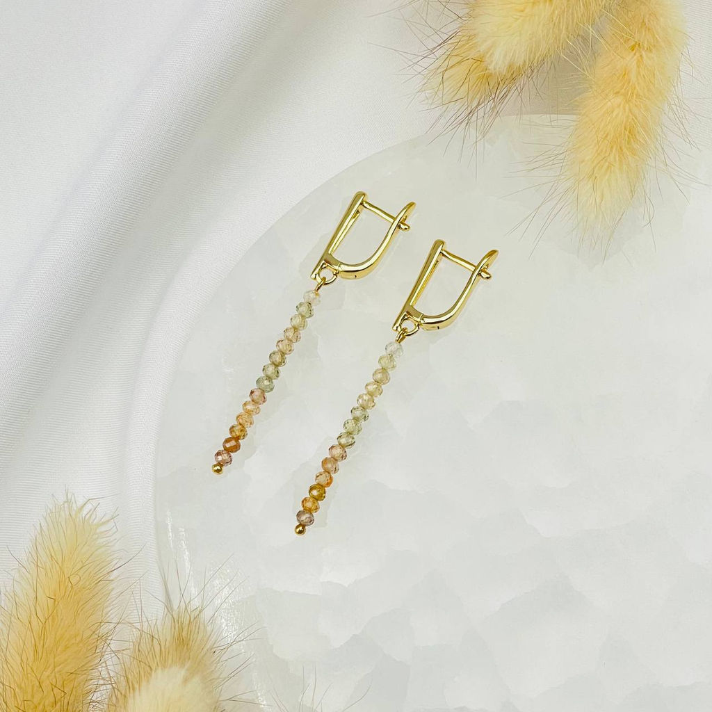 Серьги длинные из натурального Циркона