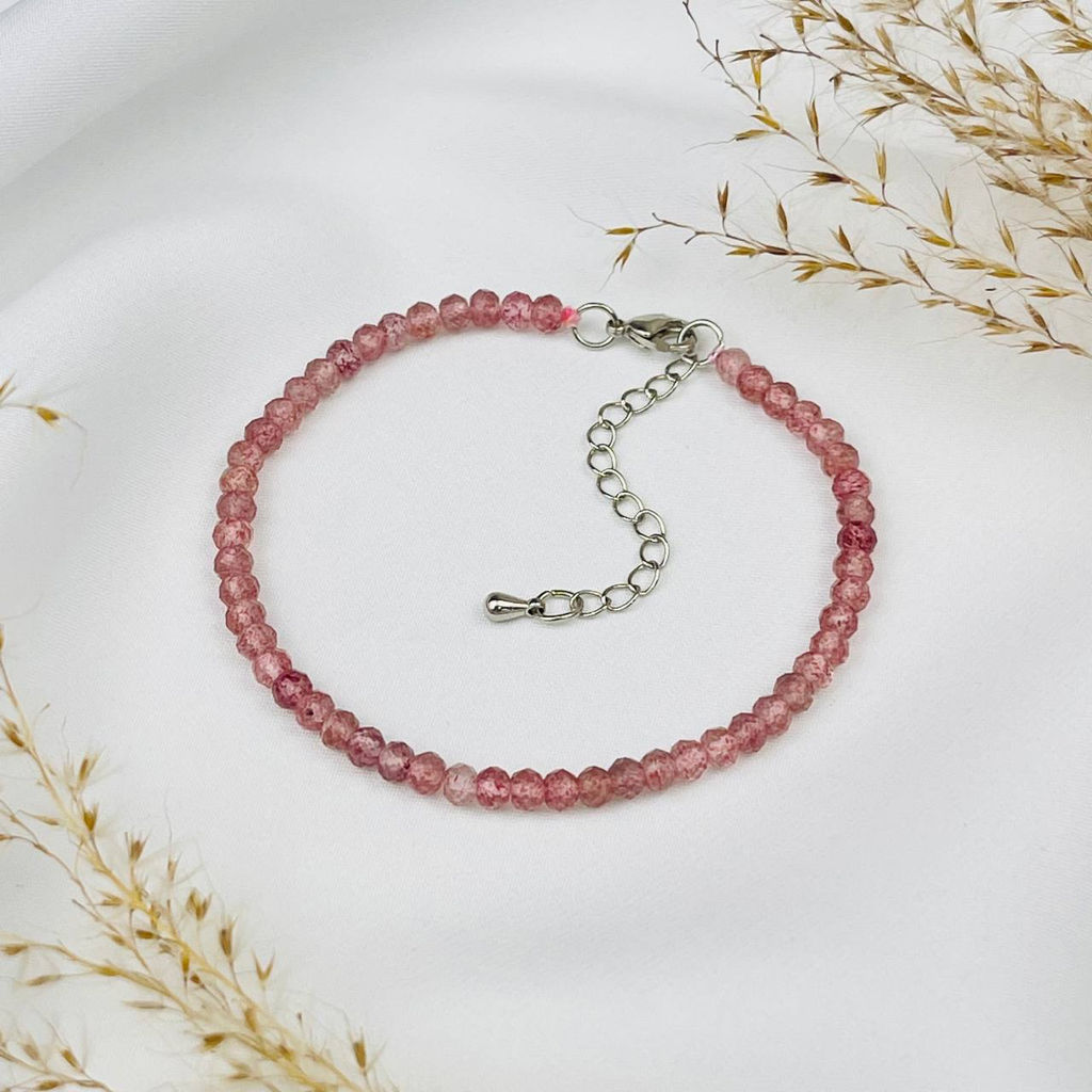 Браслет из Кварца клубничного (Бразилия) 18 см +