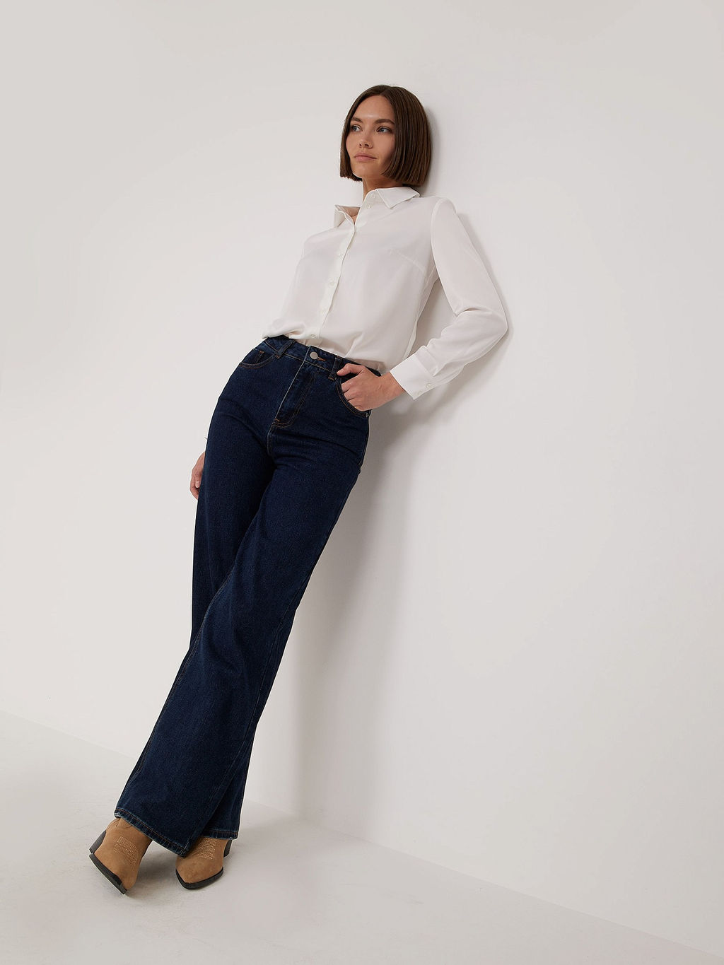 Рубашка однотонная B2412/snowdrop - Emka фото 4