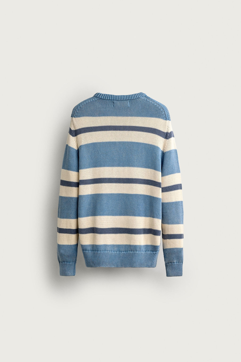 JERSEY REGULAR FIT JACQUARD RAYAS LAVADO / Azul