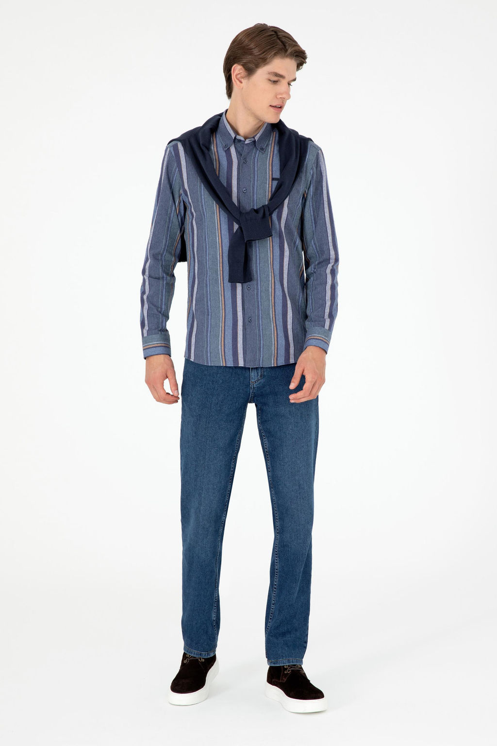 Мужская темно-зеленая рубашка с длинным рукавом - U.s. polo assn фото 4