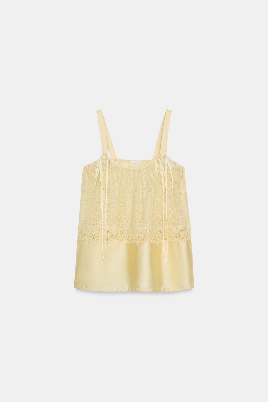 TOP SATINADO ENCAJE ZW COLLECTION / Amarillo claro - Zara фото 6