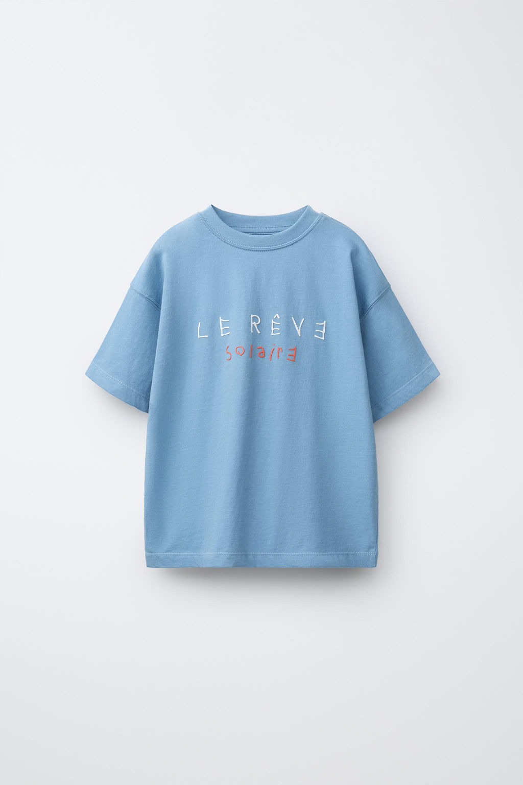 CAMISETA TEXTO RELIEVE / Azul claro - Zara фото 2
