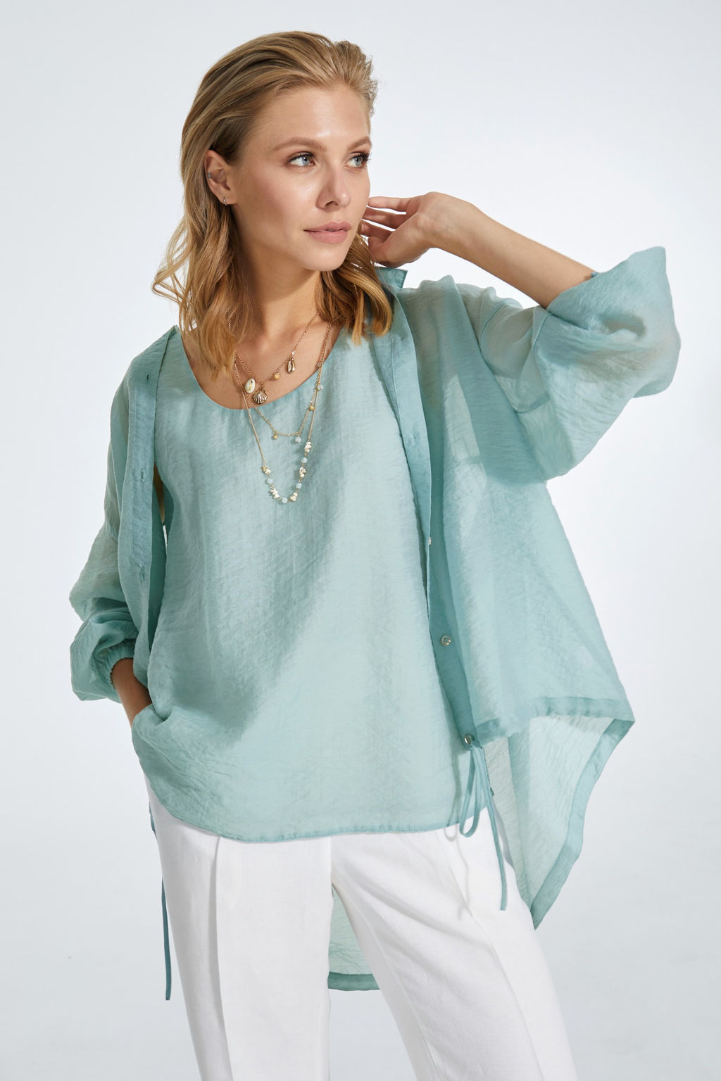 Брюки из льна с вискозой, прямого силуэта NIKA