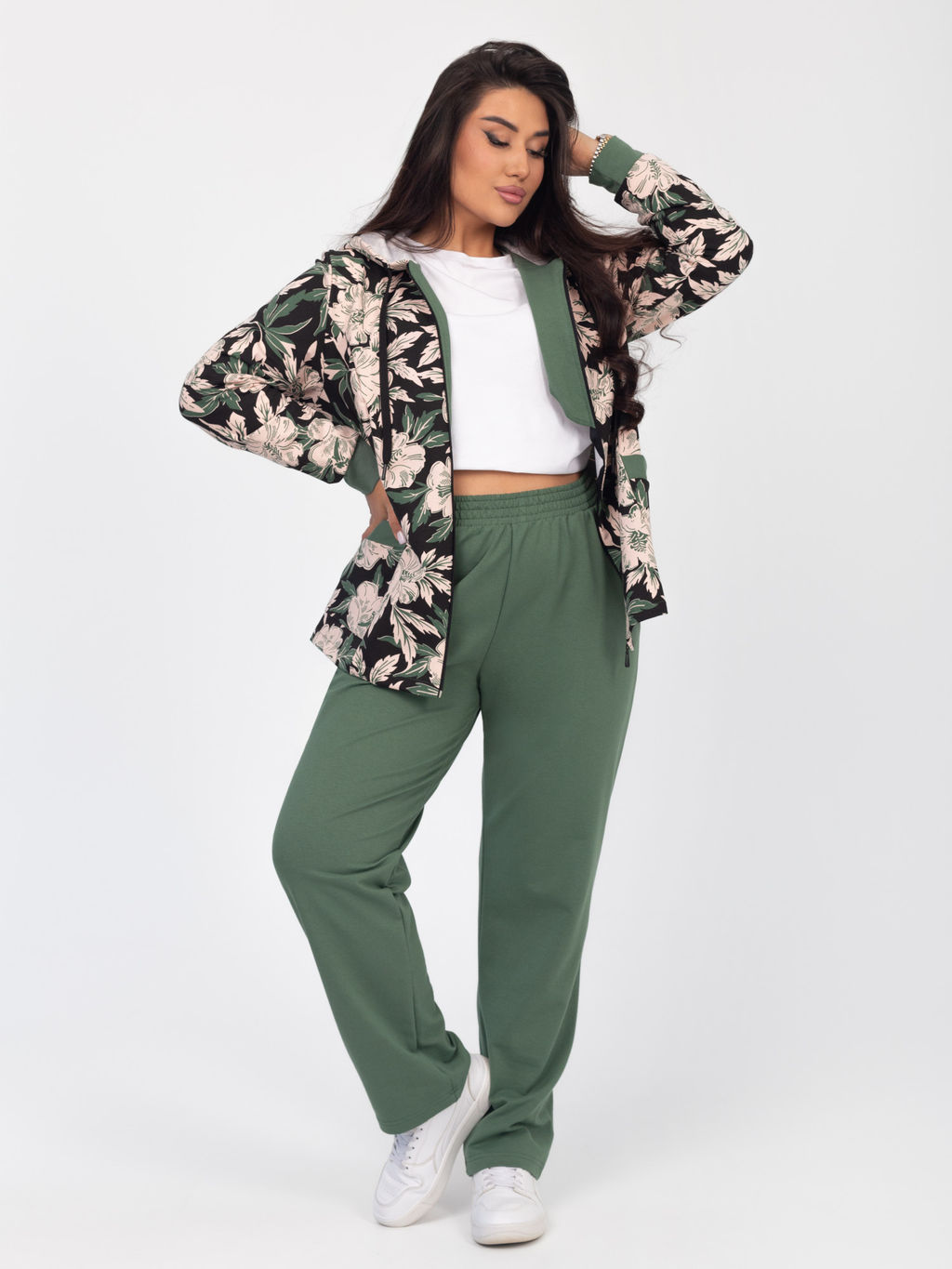 Костюм женский футер с лайкрой "ДОРИС" ОЛИВА