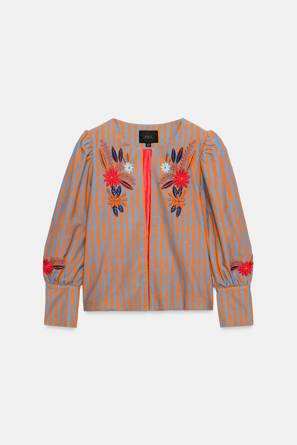CHAQUETA RAYAS BORDADOS FLORES / Naranja - Zara фото 5