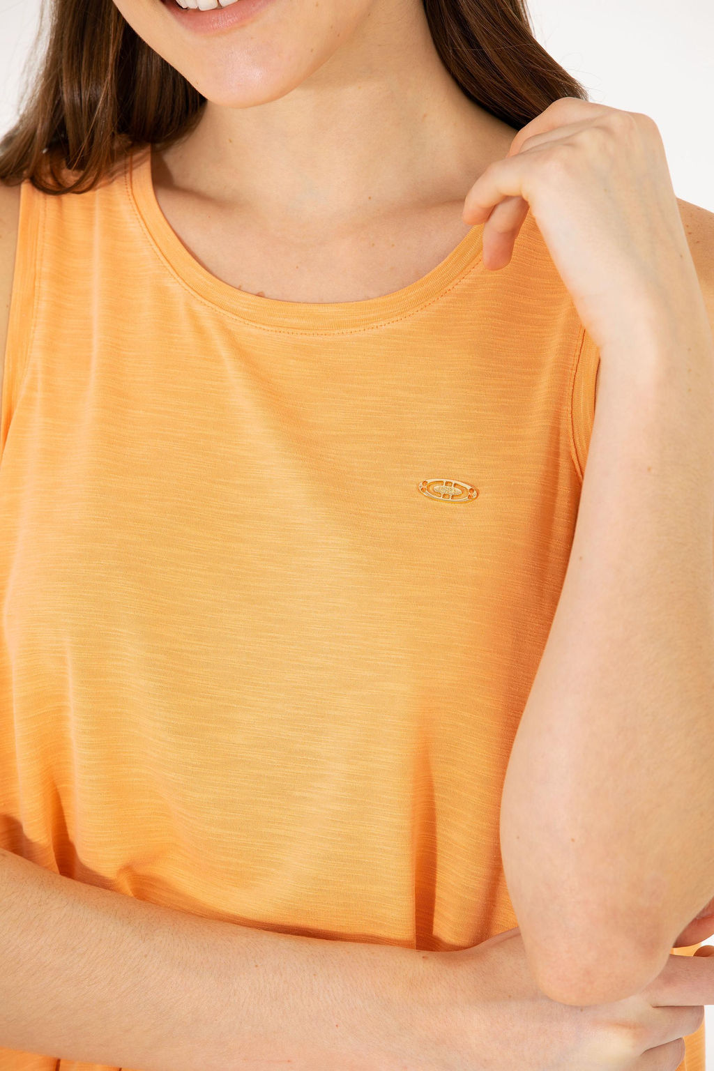 U. S. Polo Assn Женская оранжевая футболка без рукавов с круглым вырезом - U.s. polo assn фото 7