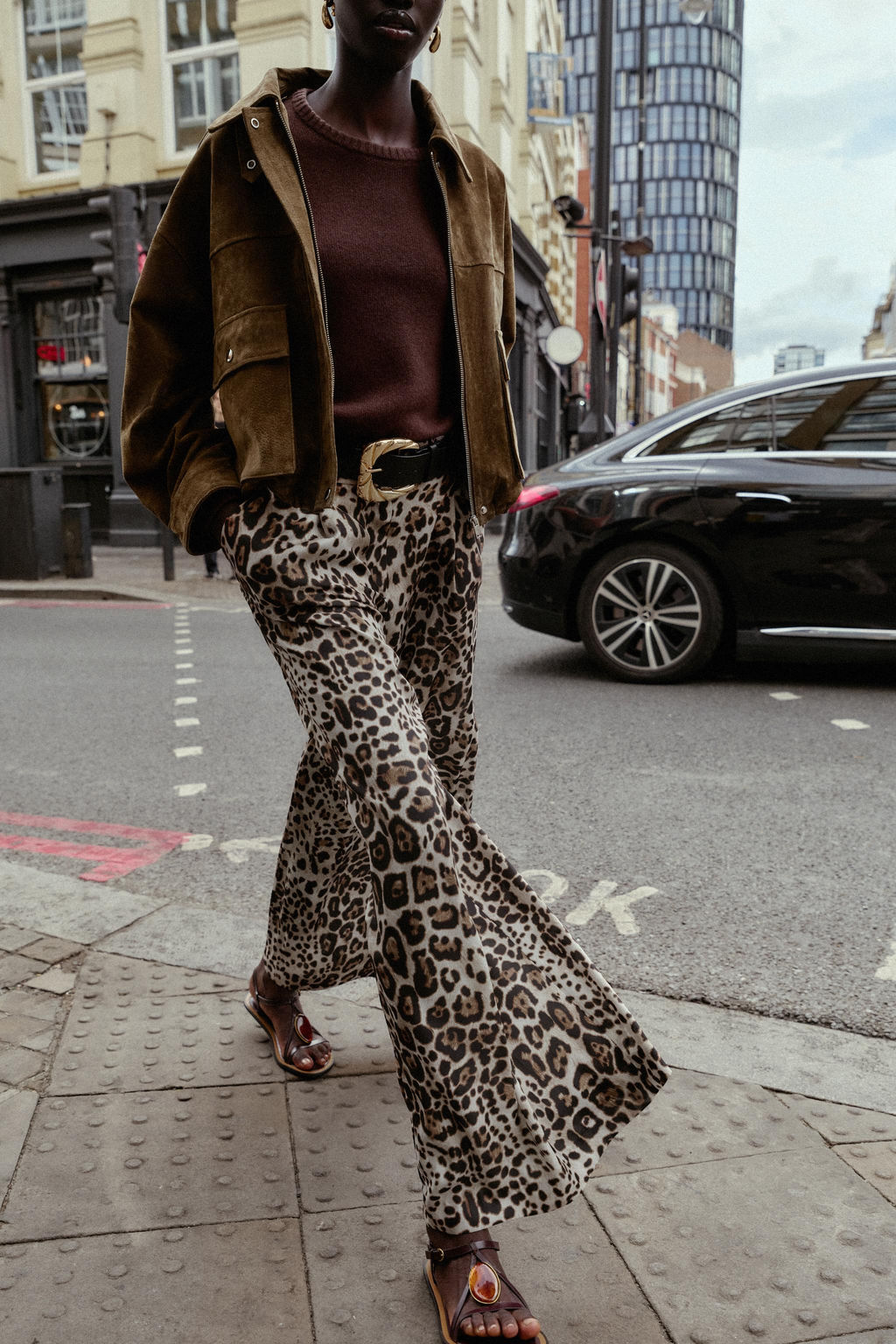 WIDE SATIN TROUSERS WITH BELT