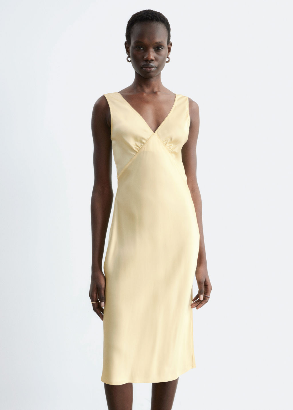 Vestido midi lencero con escote en pico - H&m фото 9