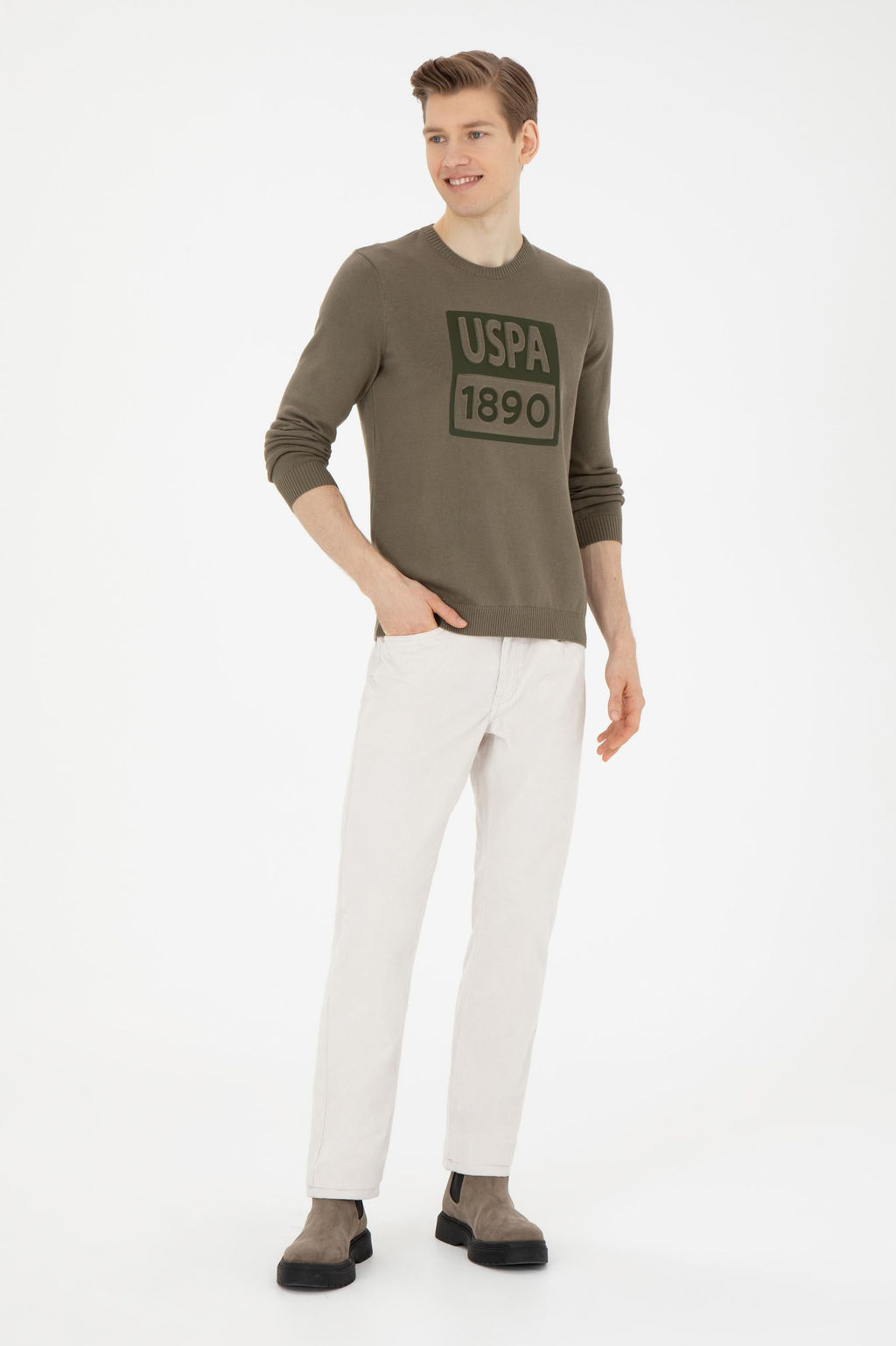 U. S. Polo Assn / Мужской свитер цвета хаки - U.s. polo assn фото 10
