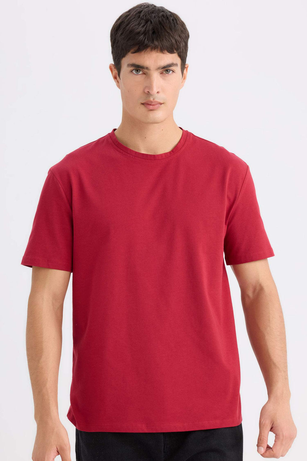 New Regular Fit Bisiklet Yaka Basic Duz K?sa Kollu Tisort - Defacto фото 3
