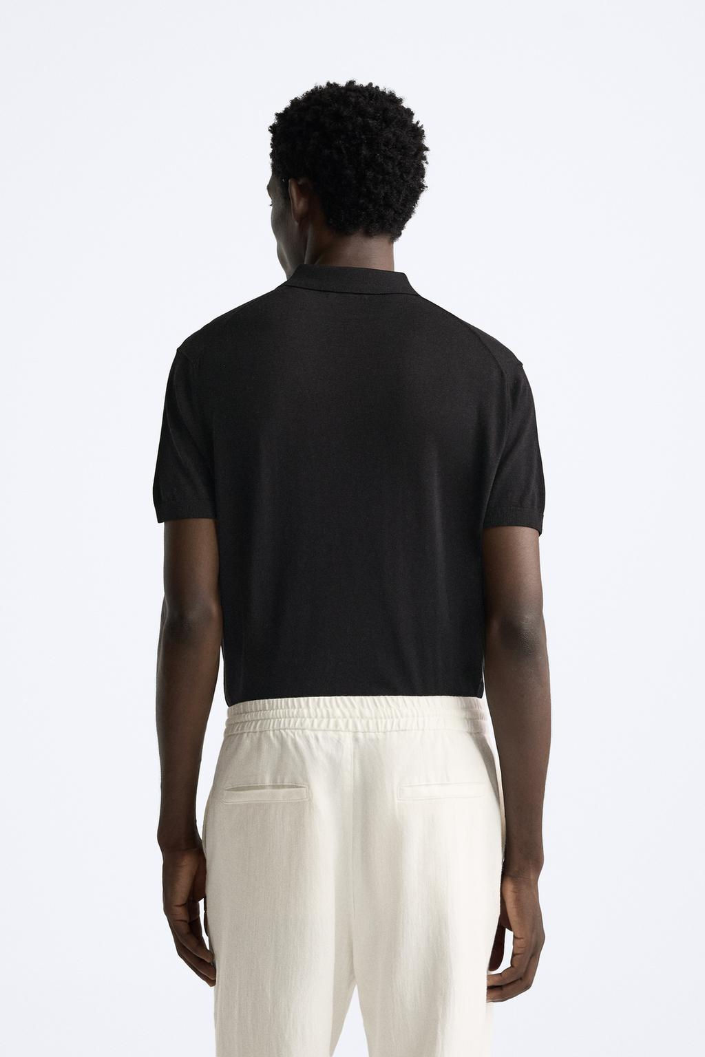 COTTON AND SILK KNIT POLO SHIRT - Zara фото 14