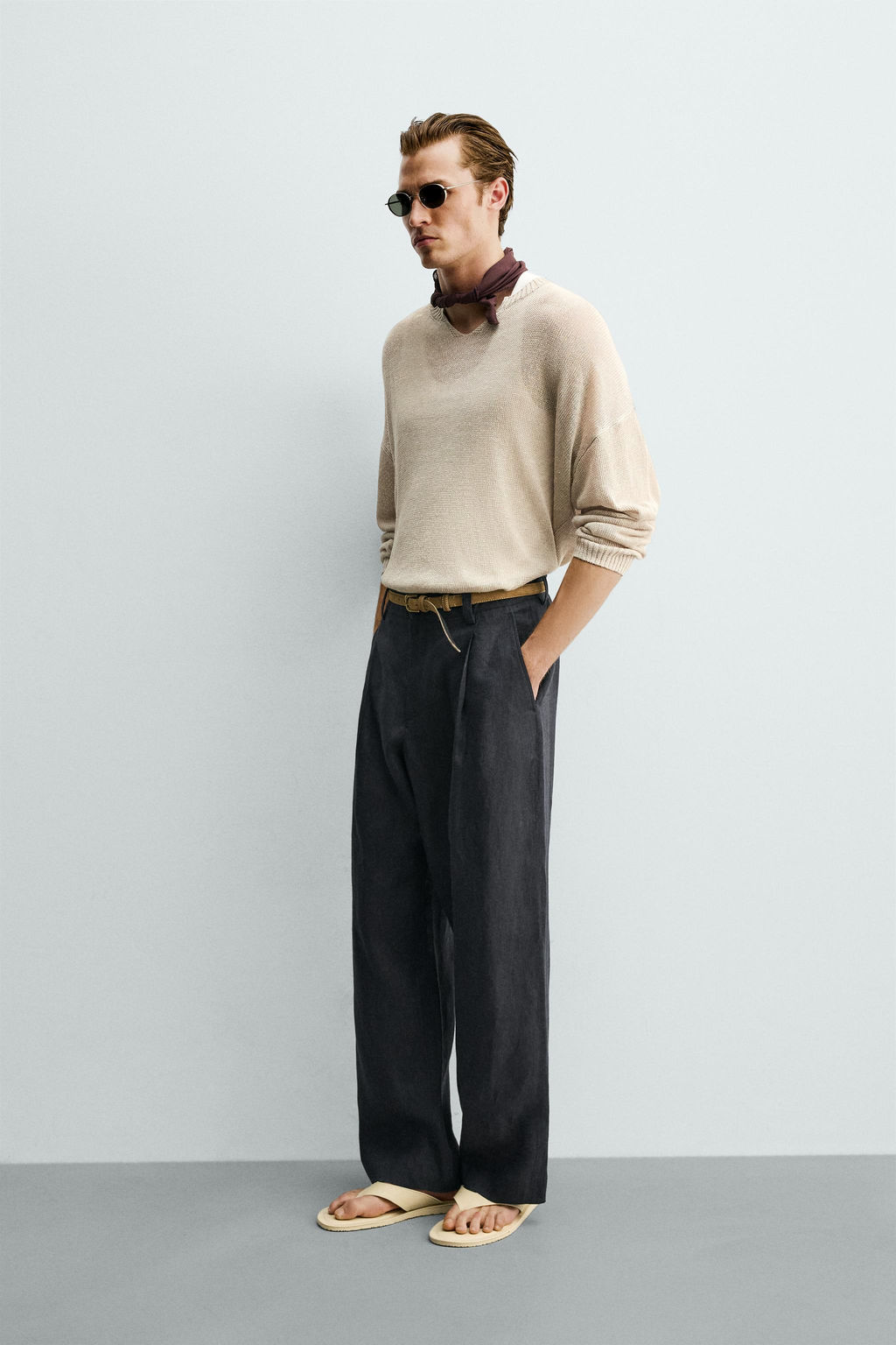 PANTAL?N 100% LINO PLIEGUES / ?ndigo - Zara фото 4