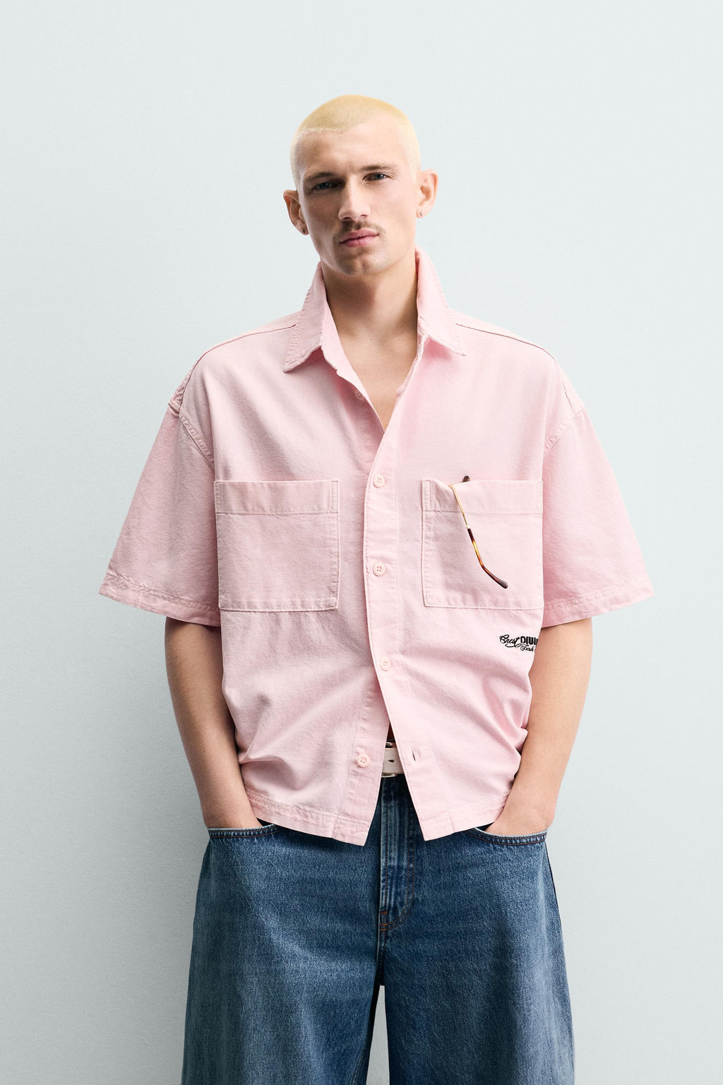 CAMISA RELAXED FIT COMBINADA / Rosa - Zara фото 2