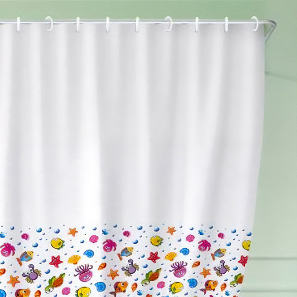 Штора для ванной комнаты из ПВД 180х180см Рыбки, 35мкм, 12 колец, в пакете (Россия) - Домашняя мода фото 3