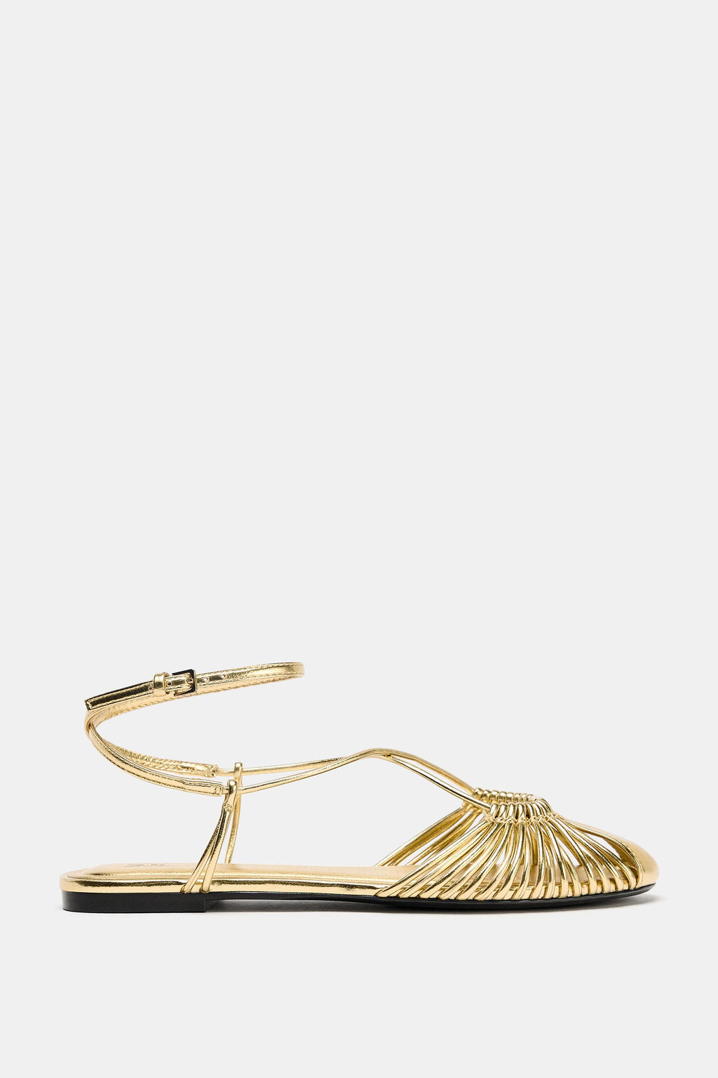 METALLIC-EFFECT STRAPPY CAGE SANDALS