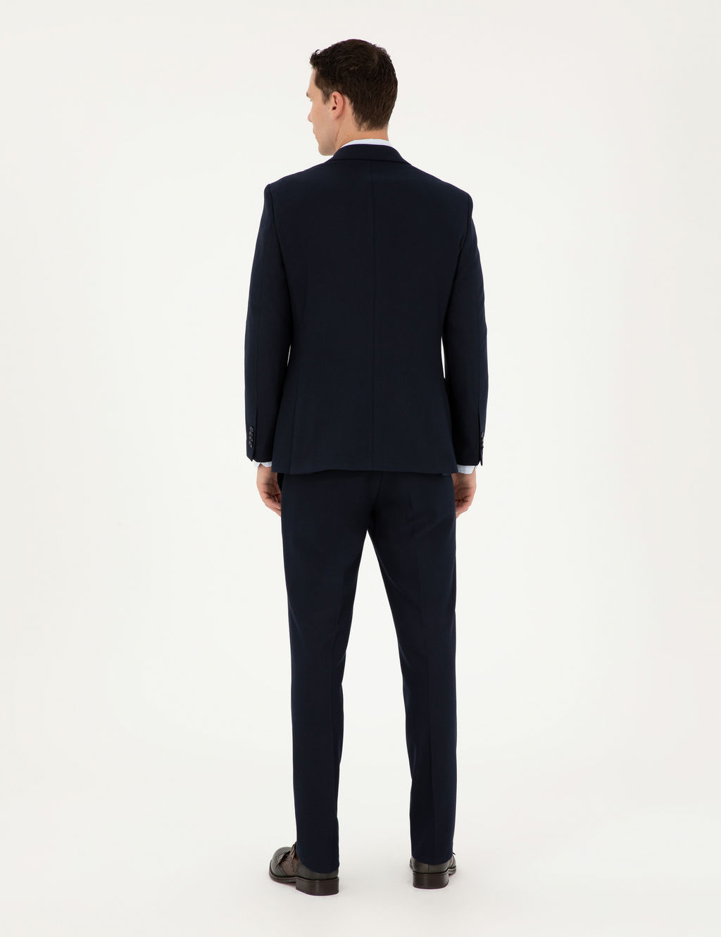 Lacivert Slim Fit _izgili Tak_m Elbise