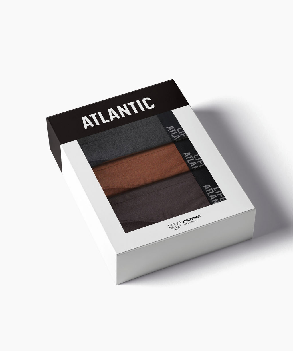 ATLANTIC 3MP-209 Трусы спорт Melange - набор 3 шт. темно-серый меланж + медно-багряный меланж + коричневый меланж фото 7