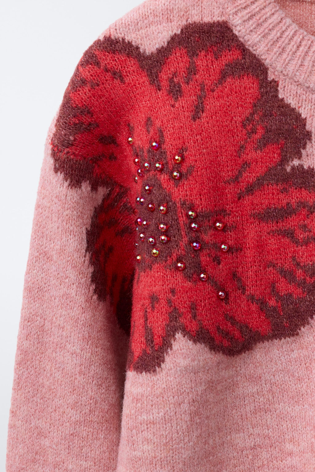 FLORAL BEADED KNIT JUMPER - Zara фото 3