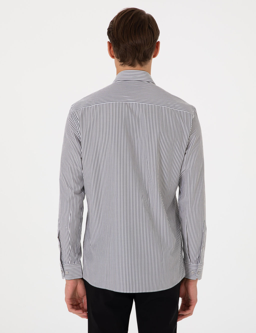 Siyah Slim Fit _izgili Uzun Kollu G_mlek - Pierre cardin фото 5