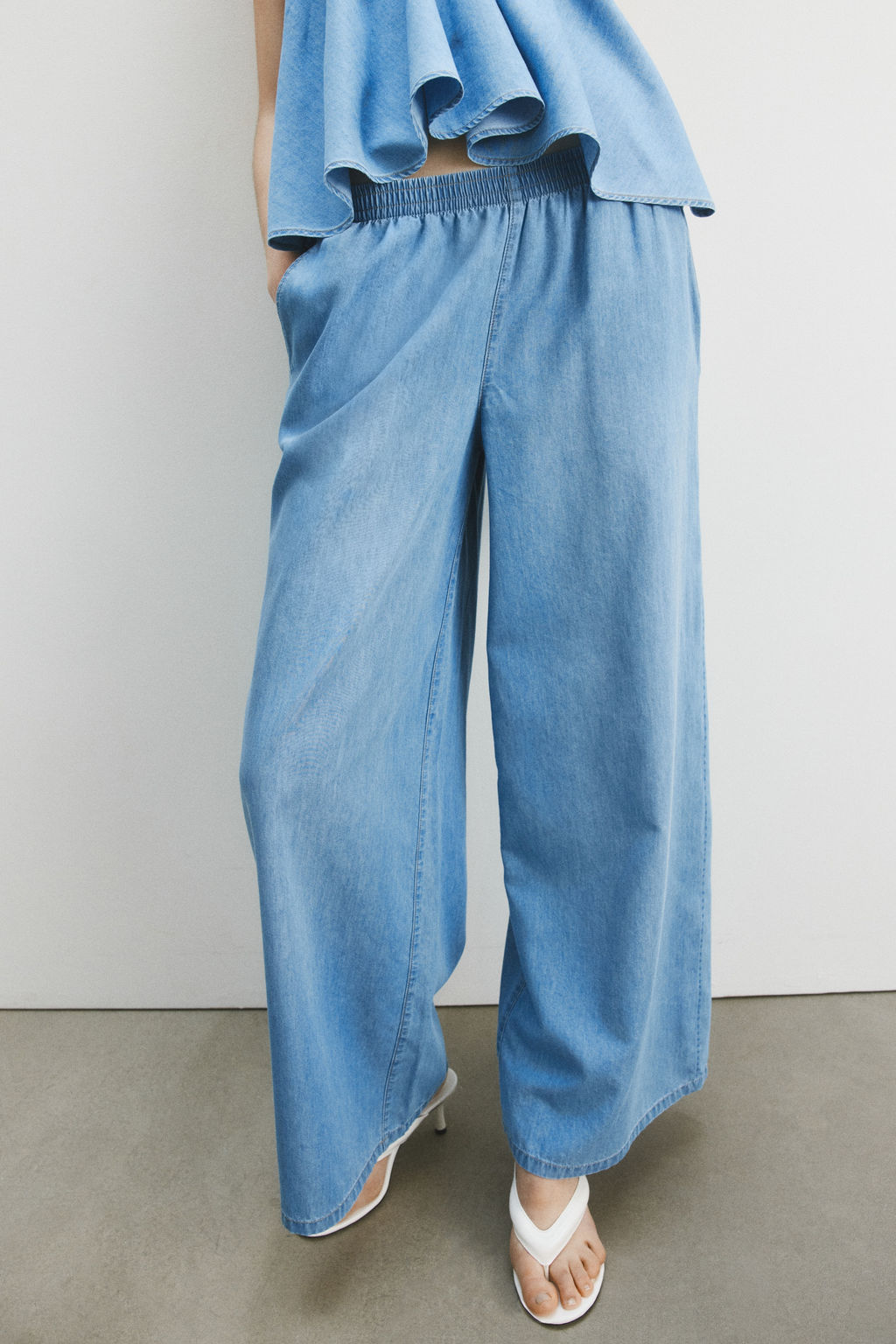 Pantal?n denim con cintura el?stica - H&m фото 4