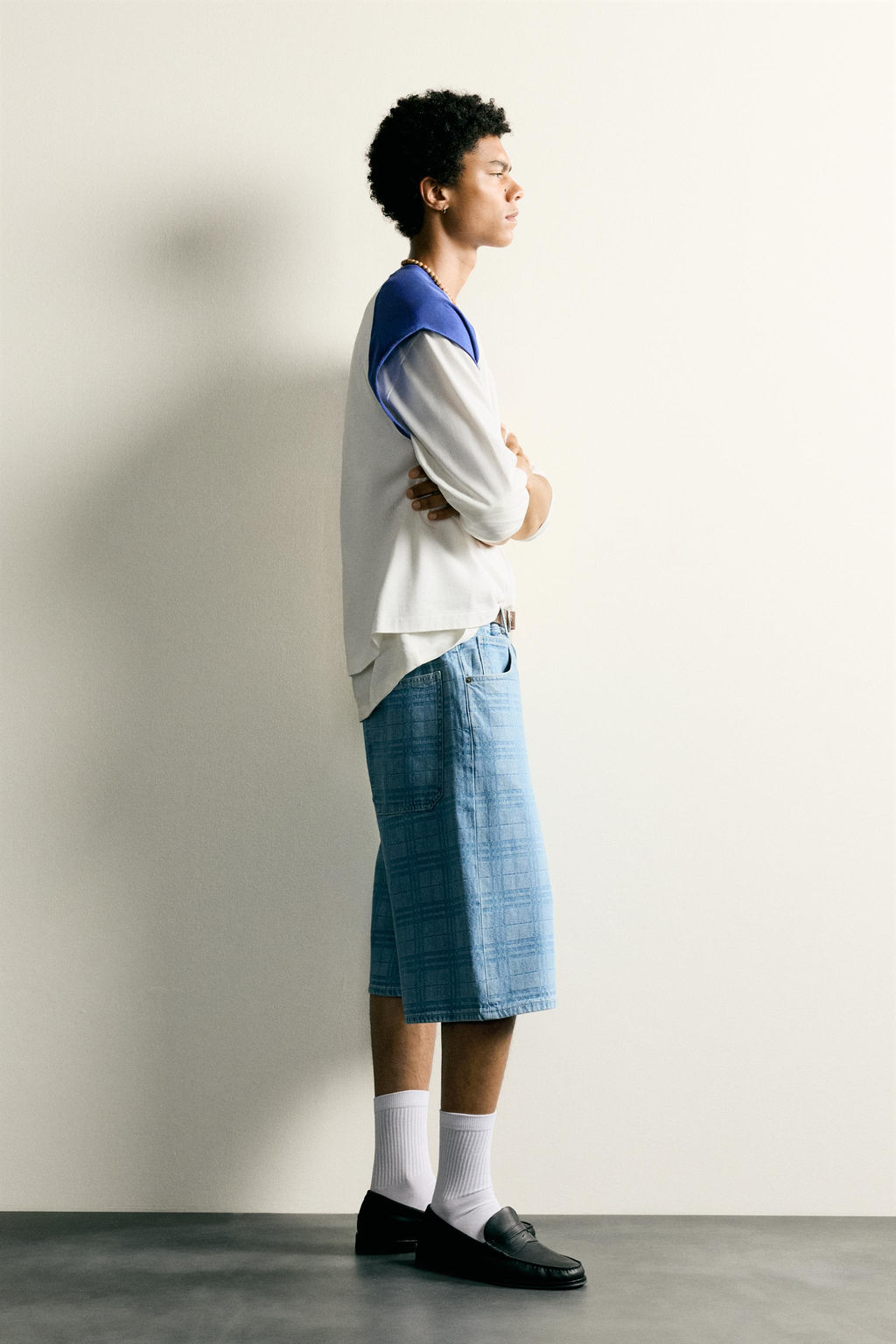 JORTS DENIM LAVADO ESTAMPADO / Azul claro - Zara фото 4