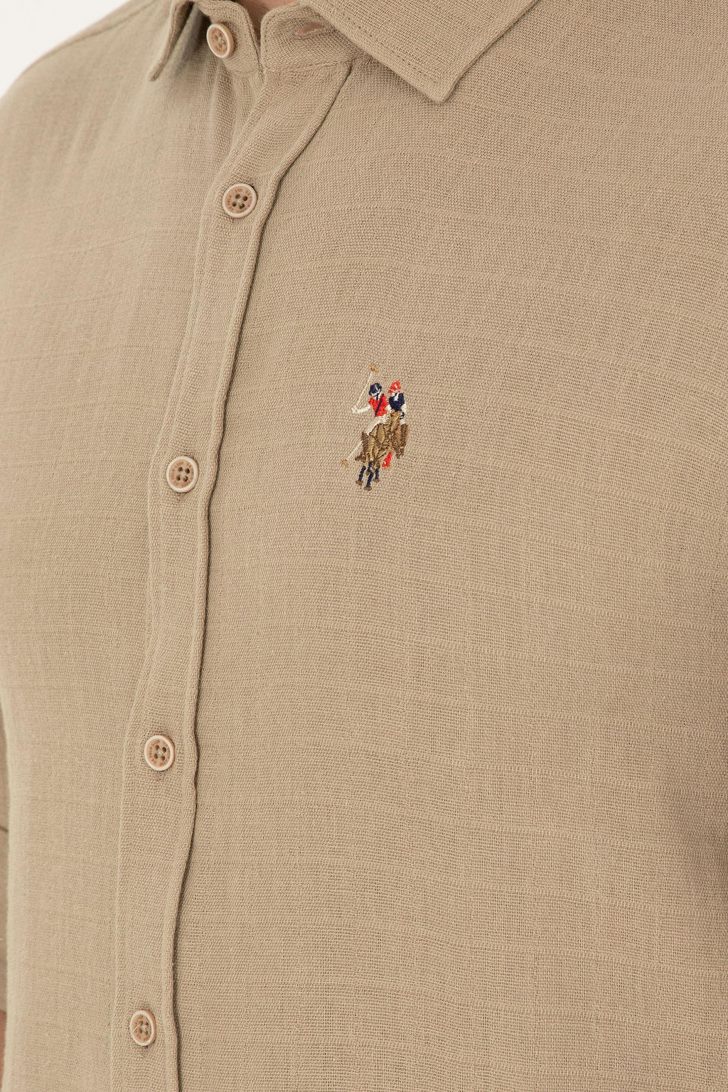 U. S. Polo Assn / Мужская рубашка светло-хаки с длинным рукавом - U.s. polo assn фото 7