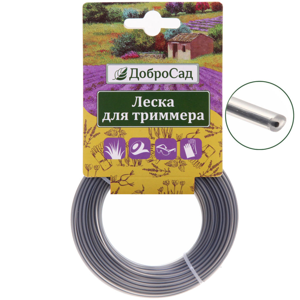 Цена за 5 шт. Леска для триммера 2,0мм*15м усиленная круг ДоброСад