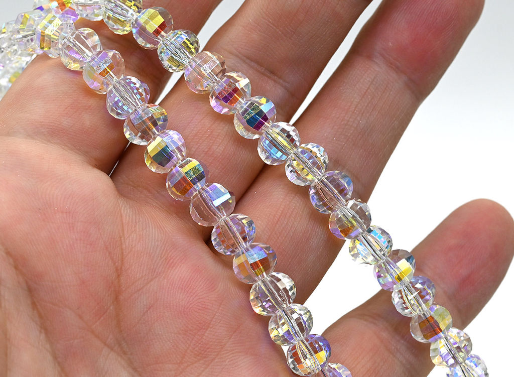 Бусы из циркона рондель 8*6мм цв.хрусталь хамелеон, 44см Радуга камня