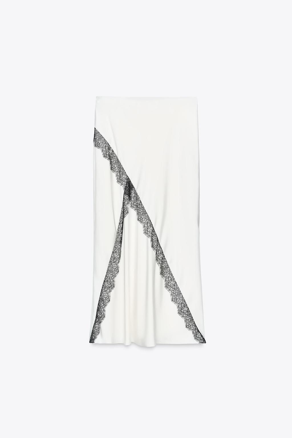 SATIN MIDI SKIRT WITH LACE - Zara фото 4