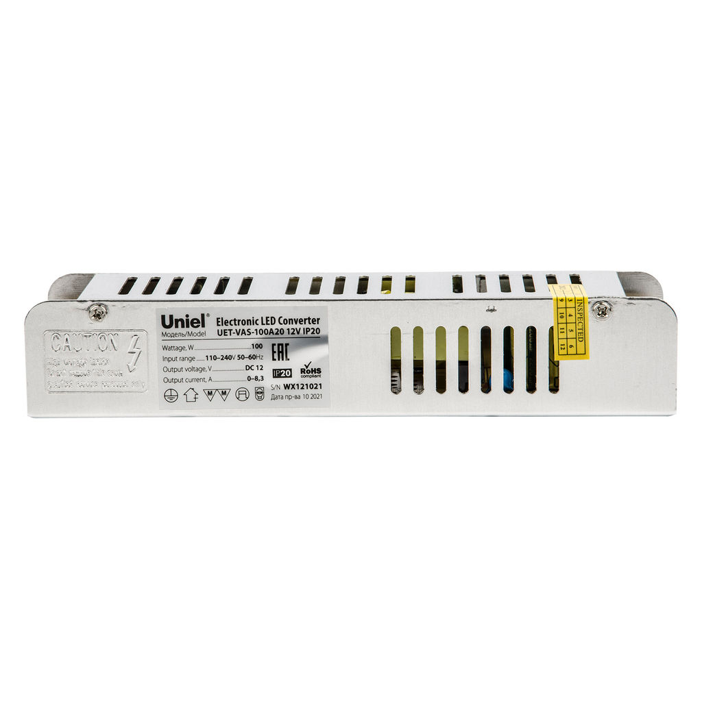 UET-VAS-100A20 12V IP20 Блок питания, 100Вт. Металлический корпус. TM Uniel