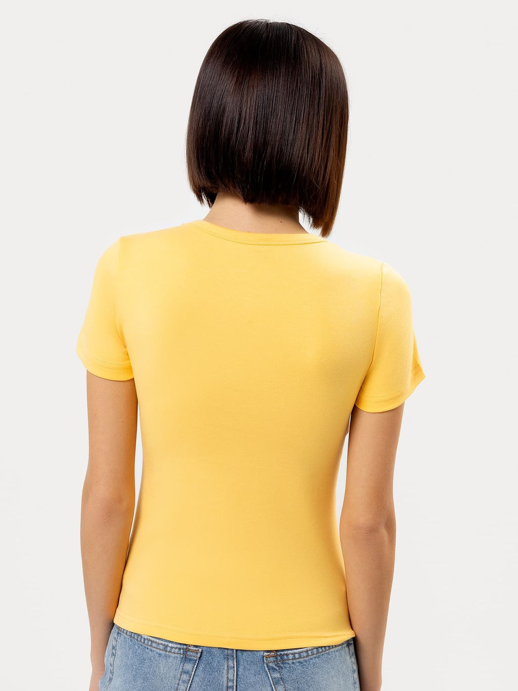Футболка женская облегающая желтого цвета - Mark formelle фото 3