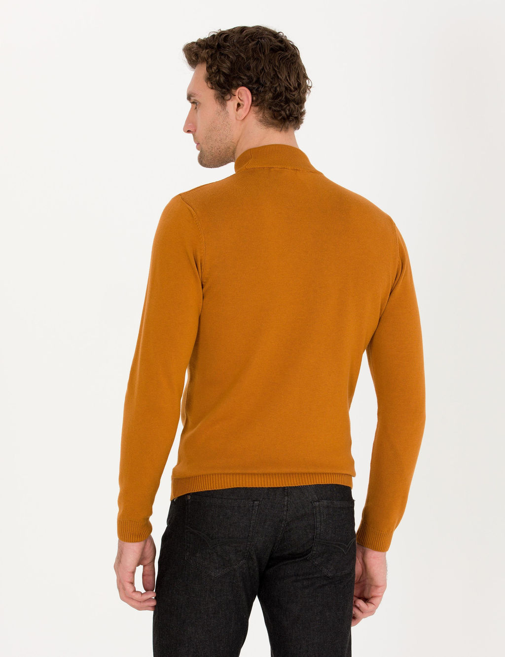 Базовый вязаный свитер приталенного кроя с корицей Fisherman - Cacharel фото 4