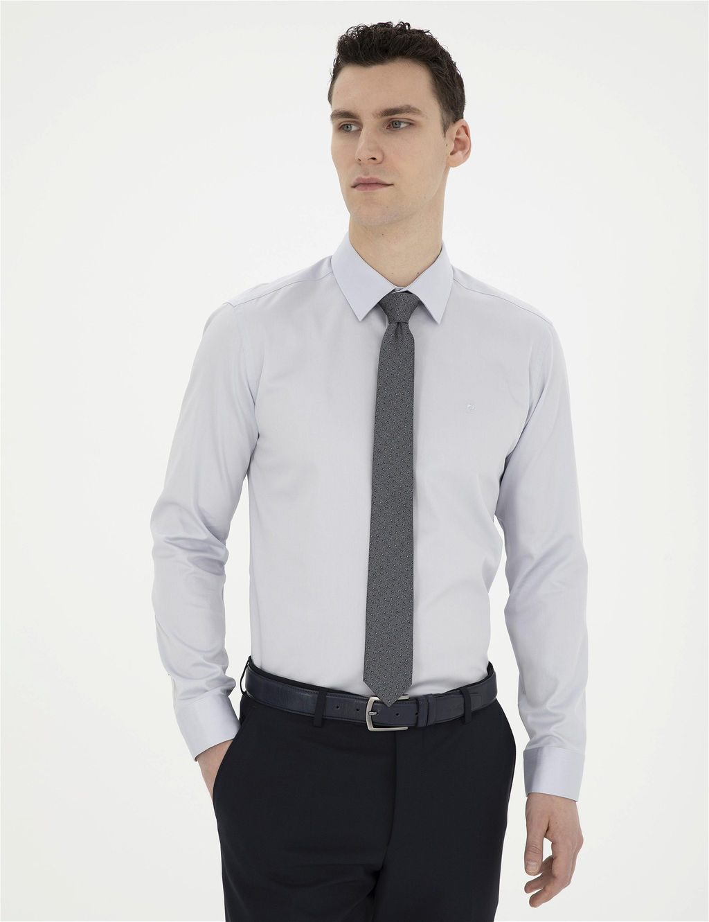 Gri Slim Fit Uzun Kollu Basic G_mlek - Pierre cardin фото 3