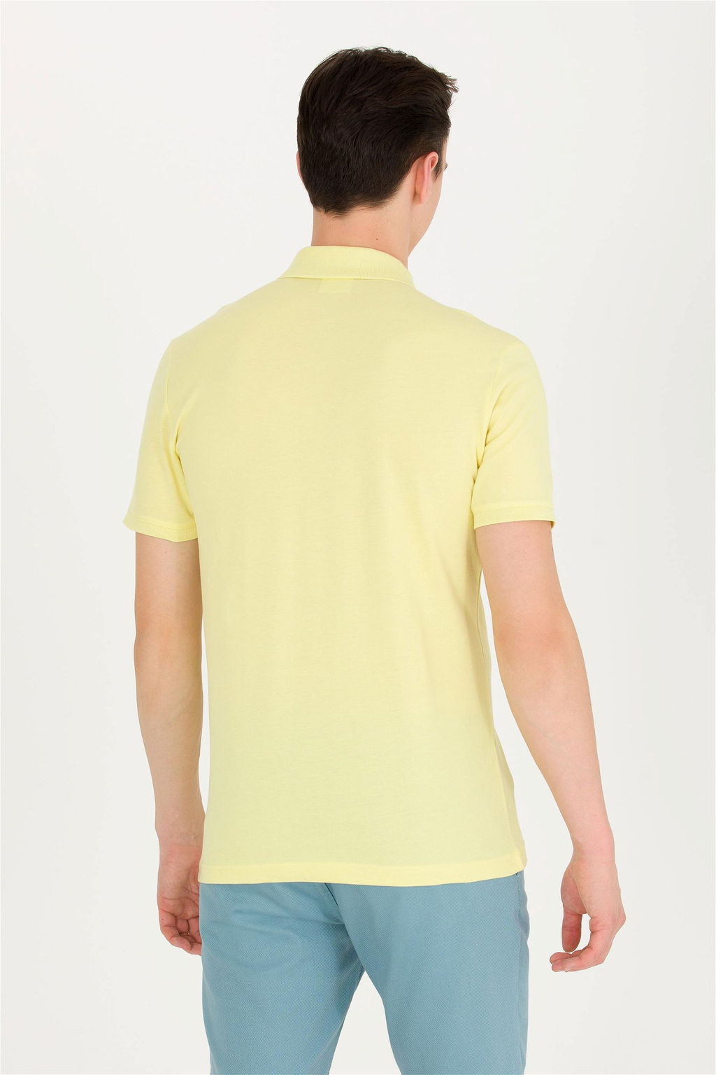 U. S. Polo Assn Мужская светло-желтая базовая футболка с воротником-поло - U.s. polo assn фото 11