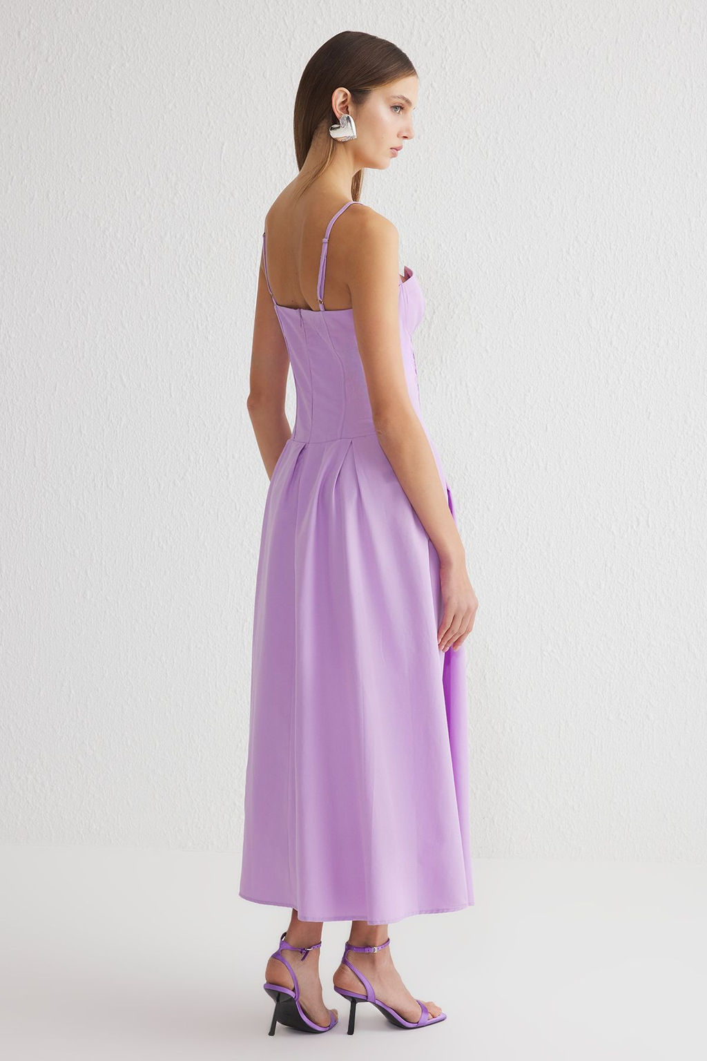 TRENDYOLMILLA Cok Renkli A Kesim Cicek Desenli Korse Gorunumlu Dokuma Midi S?k Elbise TPRSS25EL00109 фото 10